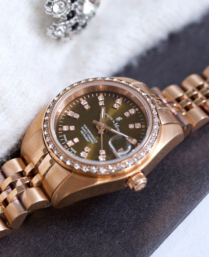Inspiration Elegance  26MM Three-hands Date Rosegold-tone Brown dial Stainless steel swiss watch
