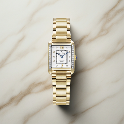 Emily 22x19mm Two-hands Gold-tone White dial with Stones Stainless steel swiss watch