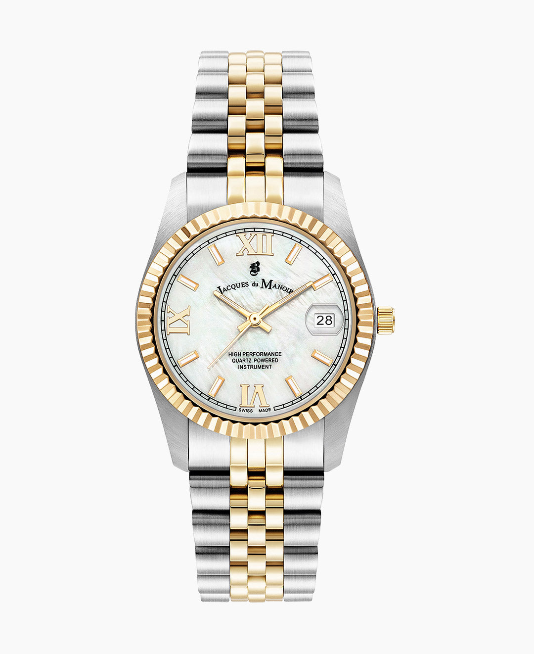 Inspiration Roman 34mm Three-hands Date Two-tone White dial Stainless steel swiss watch