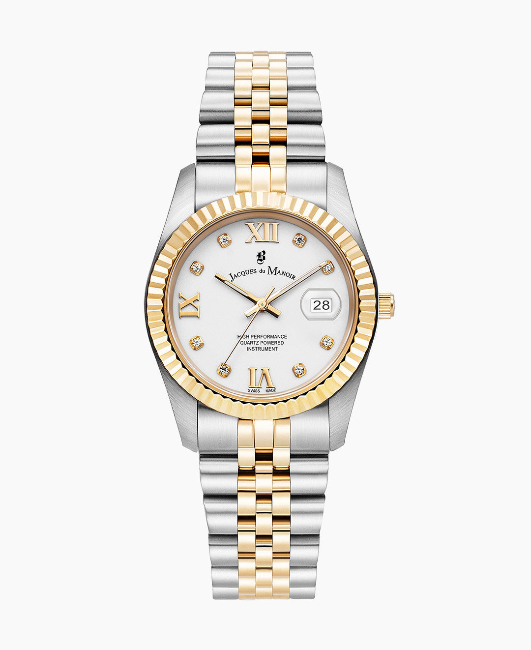 Inspiration Roman II 34mm Three-hands Date Two-tone White dial Stainless steel swiss watch