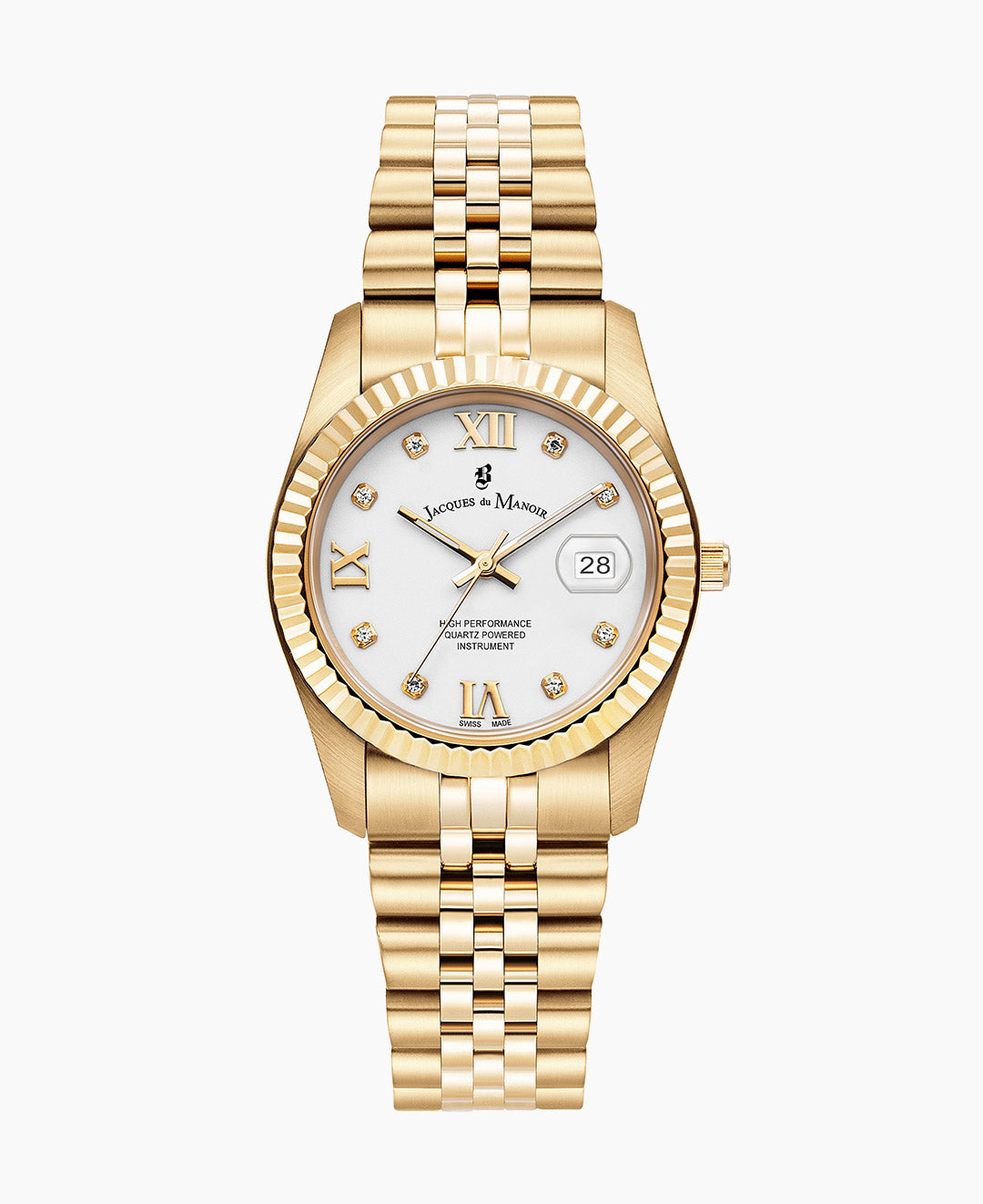 Inspiration Roman II 34mm Three-hands Date Gold-tone White dial Stainless steel swiss watch