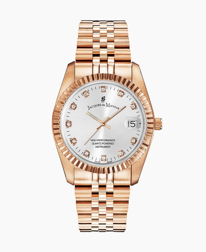 Inspiration Elegance 36MM Three-hands Date Rosegold-tone Silver dial Stainless steel swiss watch