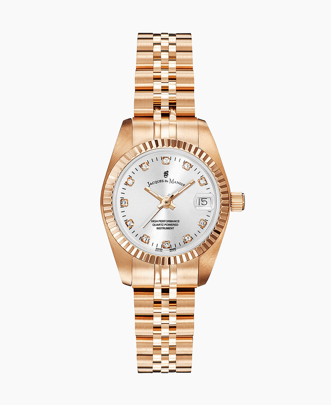 Inspiration Elegance 26MM Three-hands Date Rosegold-tone Silver dial Stainless steel swiss watch