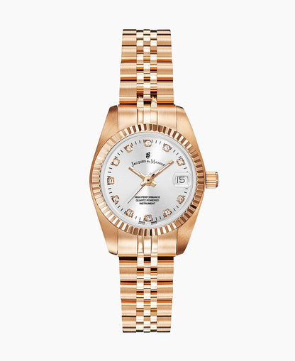 Inspiration Elegance 26MM Three-hands Date Rosegold-tone Silver dial Stainless steel swiss watch