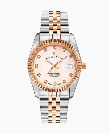 Inspiration Elegance 36MM Three-hands Date Two-tone Peach dial Stainless steel swiss watch