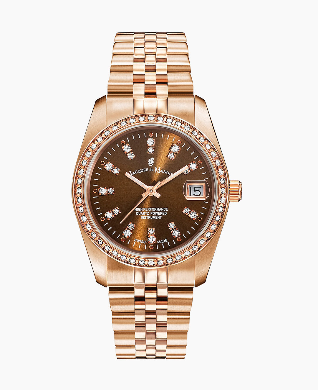 Inspiration Elegance 36MM Three-hands Date Rosegold-tone Brown dial Stainless steel swiss watch