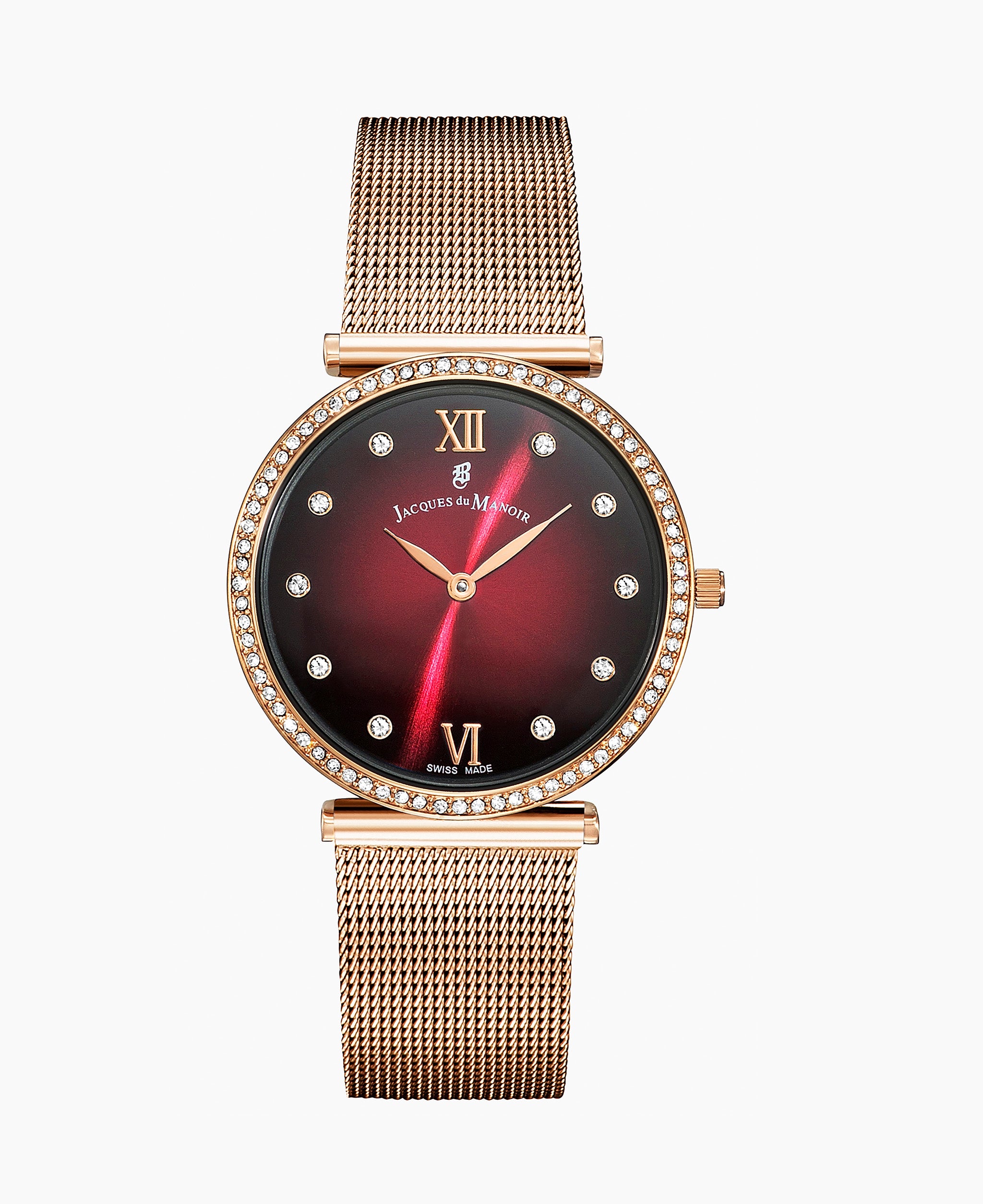 Cocktail Rosegold-tone Burgundy dial Rosegold-plated stainless steel swiss watch (Copy)
